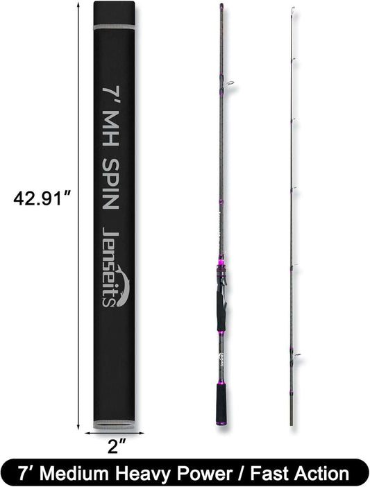 7'0" Medium Heavy Fast Action Spinning & Casting Rod - Purple Graphite
