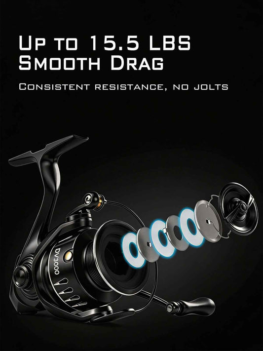 DV1000-5000 Spinning Reel - 5.2:1 Gear Ratio, 5+1 Bearings, 20Lbs Max Drag, Carbon Fiber Frame, 6.7oz, Ambidextrous | Jenseits