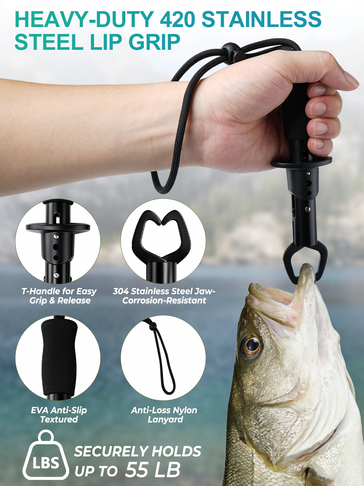 Jenseits Fishing Backpack Kit with Tackle Box, Pliers and Fish Gripper