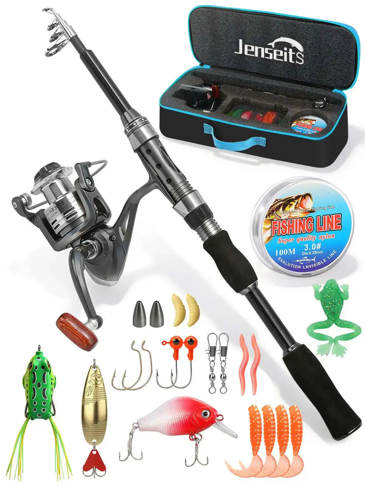 best fishing rod telescopic BlueFire Kit, Carbon Fiber Fishing Pole and Reel Combo with Spinning Reel, Line, Lure, Hooks and Carrier Bag, Fishing Gear Set hewn edges showcase the woods original qualities 5 Best Telescopic Fishing Rod