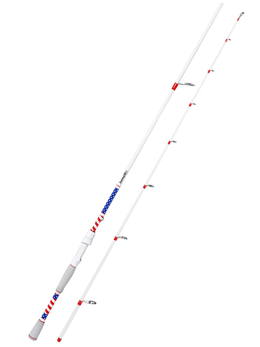 Jenseits 7'0" American Flag Carbon Fiber Spinning & Casting Rod – Medium Heavy, 2-Piece, EVA Handle