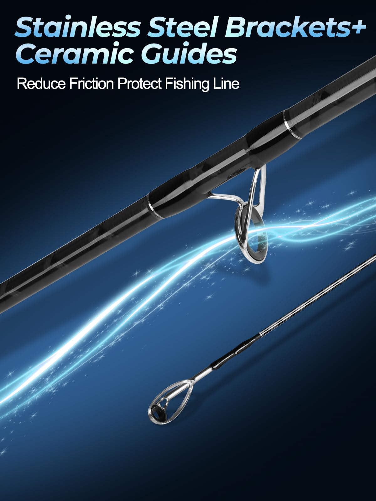 Jenseits Carbon Fiber  2-PIECE Fishing Rod Series 7 Ft, Spinning & Casting Rods with Stainless Steel Ceramic Guides, Fast Action Fishing Pole for Bass, Trout, Walleye & Surf Fishing
