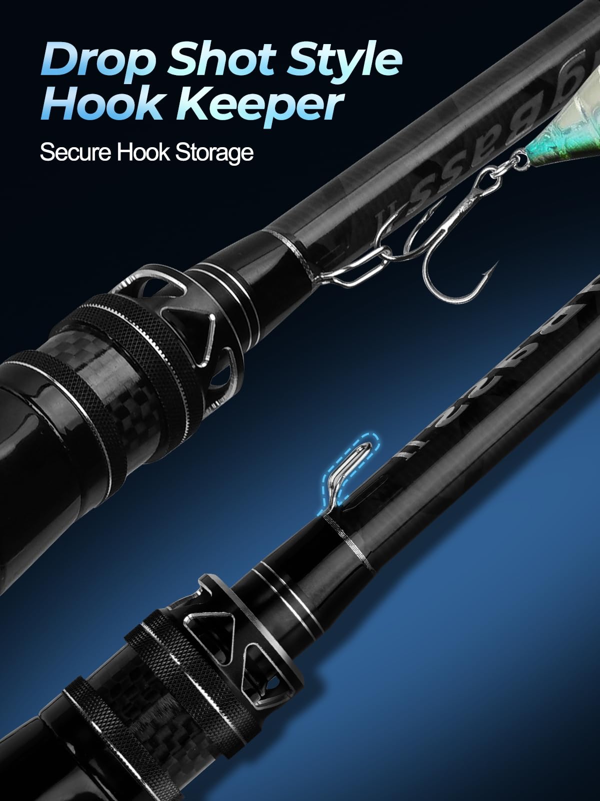 Jenseits Carbon Fiber  2-PIECE Fishing Rod Series 7 Ft, Spinning & Casting Rods with Stainless Steel Ceramic Guides, Fast Action Fishing Pole for Bass, Trout, Walleye & Surf Fishing