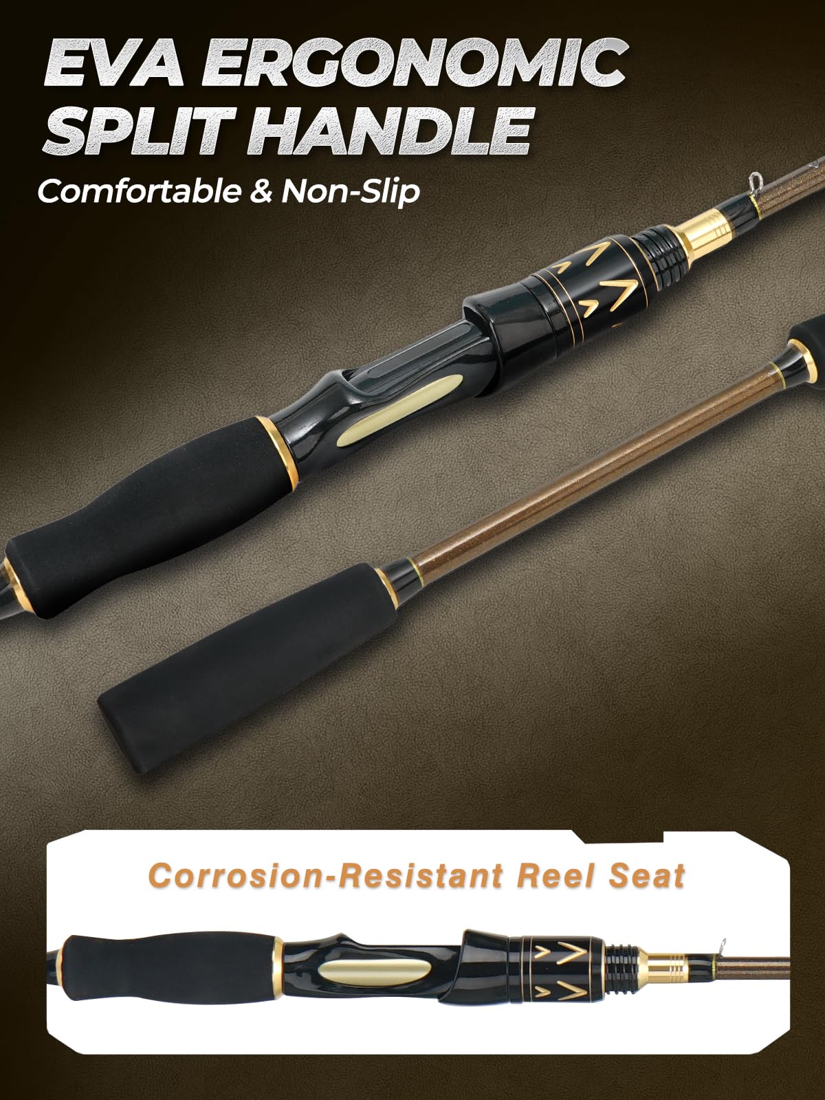 Jenseits Carbon Fiber Fishing Rod Series 6 Ft Medium-Fast, Spinning & Casting Rods with Stainless Steel Ceramic Guides, Fast Action Fishing Pole for Bass, Trout, Walleye & Surf Fishing