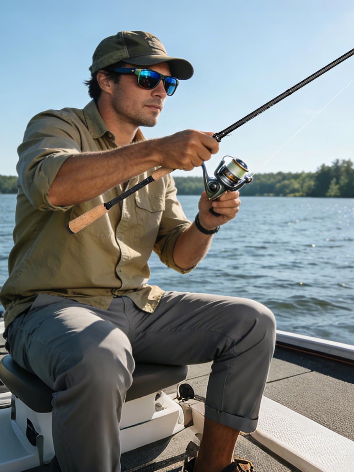 Jenseits Carbon Fiber  2-PIECE Fishing Rod Series 7 Ft, Spinning & Casting Rods with Stainless Steel Ceramic Guides, Fast Action Fishing Pole for Bass, Trout, Walleye & Surf Fishing