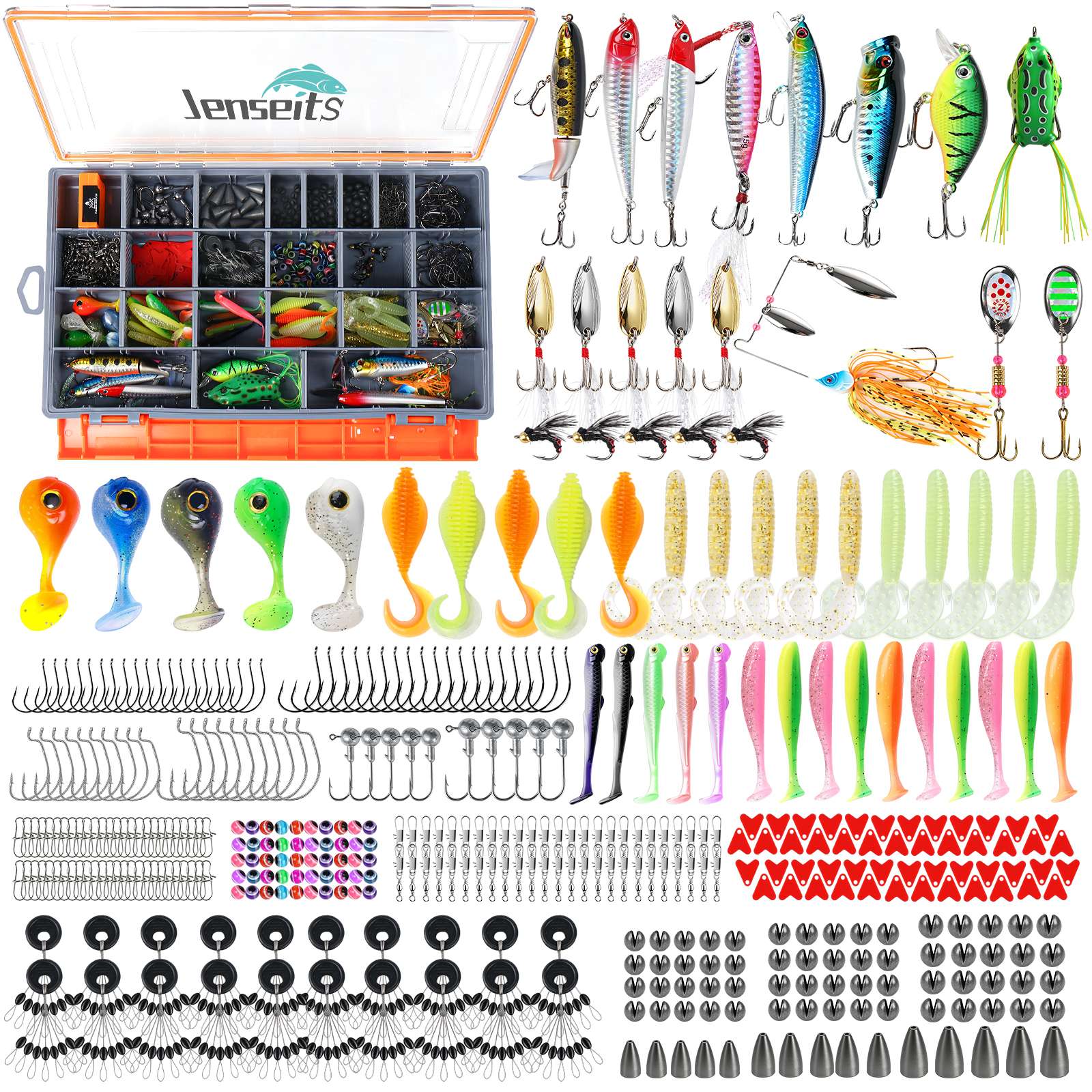 Jenseits Fishing Lure & Tackle Kit – 183/255/422-Piece Sets, Empty Tackle Box Options