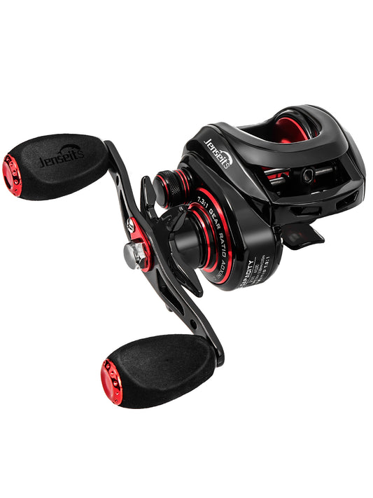 OX Baitcasting Reel - 7.3:1 Gear Ratio, 7+1 Bearings, 17.6Lbs Drag, 8-Magnet Braking System, Aluminum | Jenseits