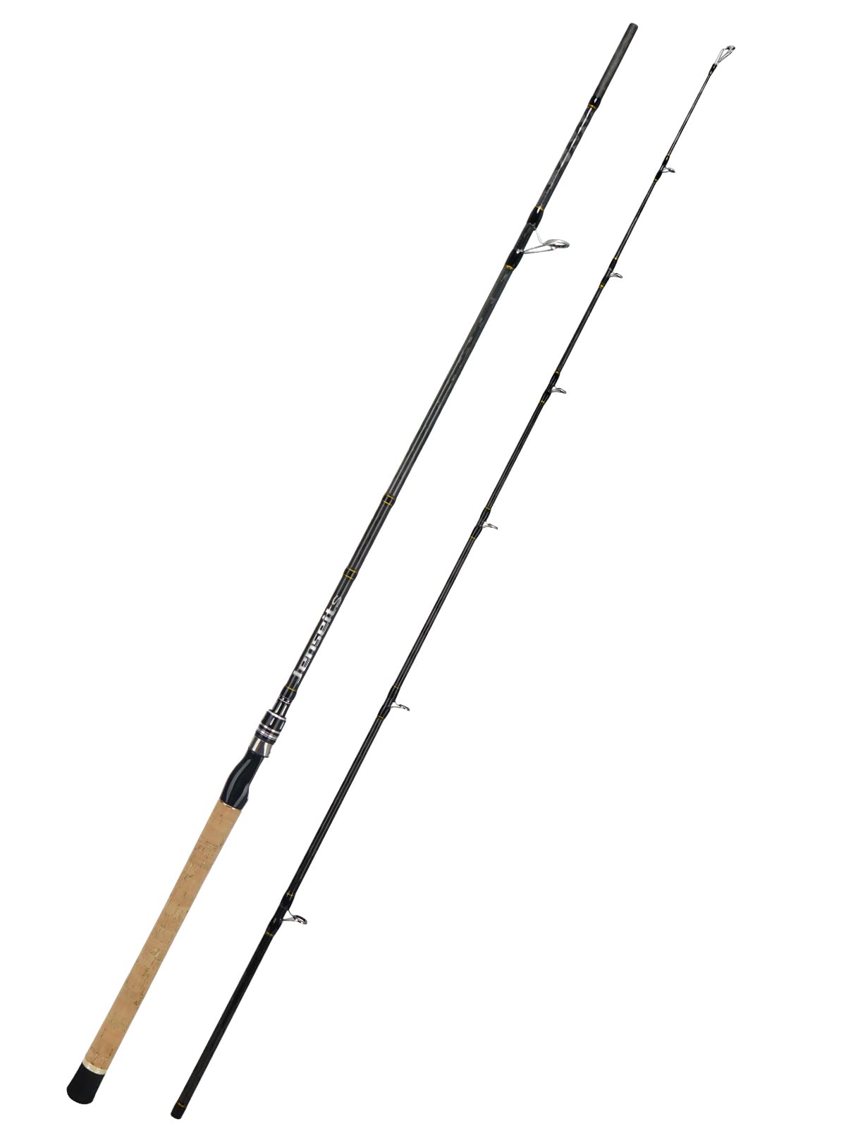 Jenseits Carbon Fiber 2-Piece Fishing Rod Series 8 Ft, Spinning & Casting Rods with Stainless Steel Ceramic Guides, Fast Action Fishing Pole for Bass, Trout, Walleye & Surf Fishing