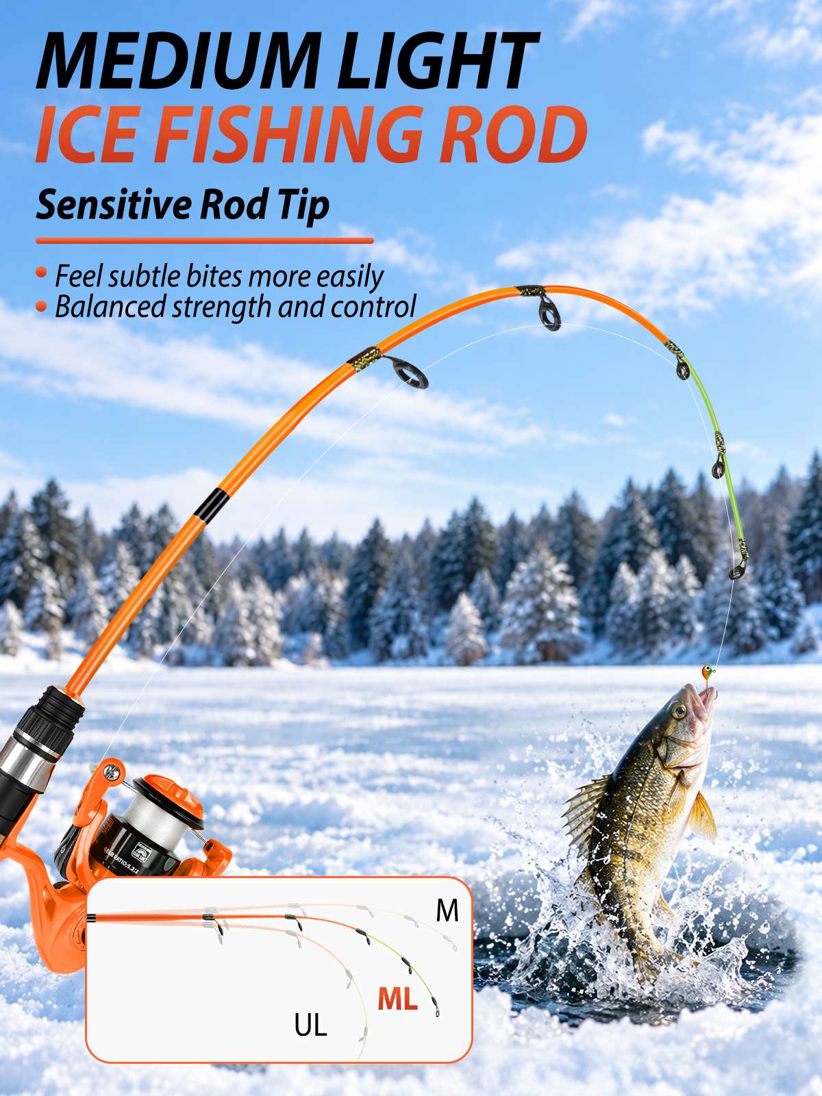 Jenseits Ice Fishing Rod, Medium Light (ML), Fast Action – Rod Only