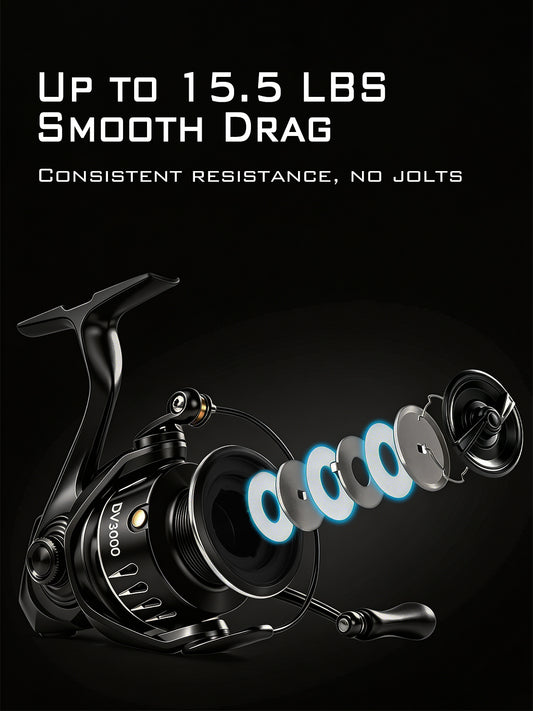 DV1000-5000 Spinning Reel - 5.2:1 Gear Ratio, 5+1 Bearings, 20Lbs Max Drag, Carbon Fiber Frame, 6.7oz, Ambidextrous | Jenseits