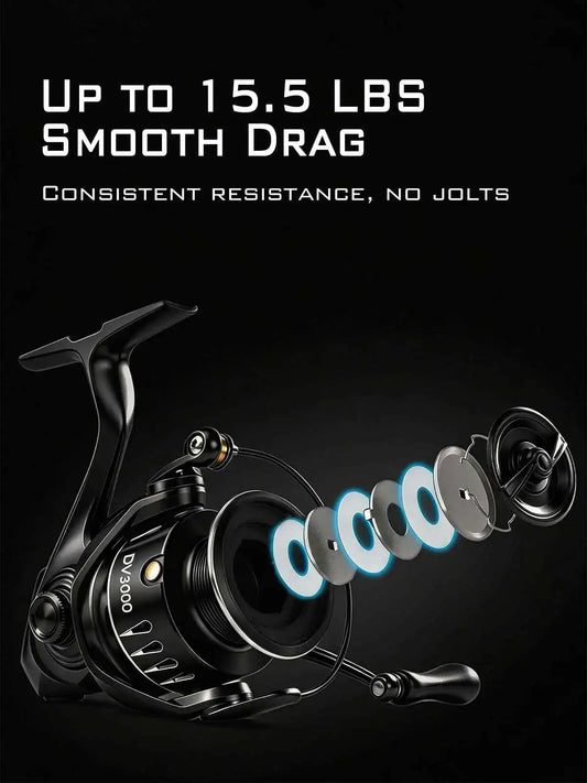 DV1000-5000 Spinning Reel - 5.2:1 Gear Ratio, 5+1 Bearings, 20Lbs Max Drag, Carbon Fiber Frame, 6.7oz, Ambidextrous | Jenseits
