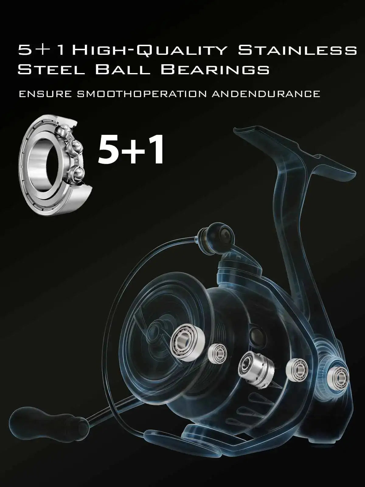 DV1000-5000 Spinning Reel - 5.2:1 Gear Ratio, 5+1 Bearings, 20Lbs Max Drag, Carbon Fiber Frame, 6.7oz, Ambidextrous | Jenseits