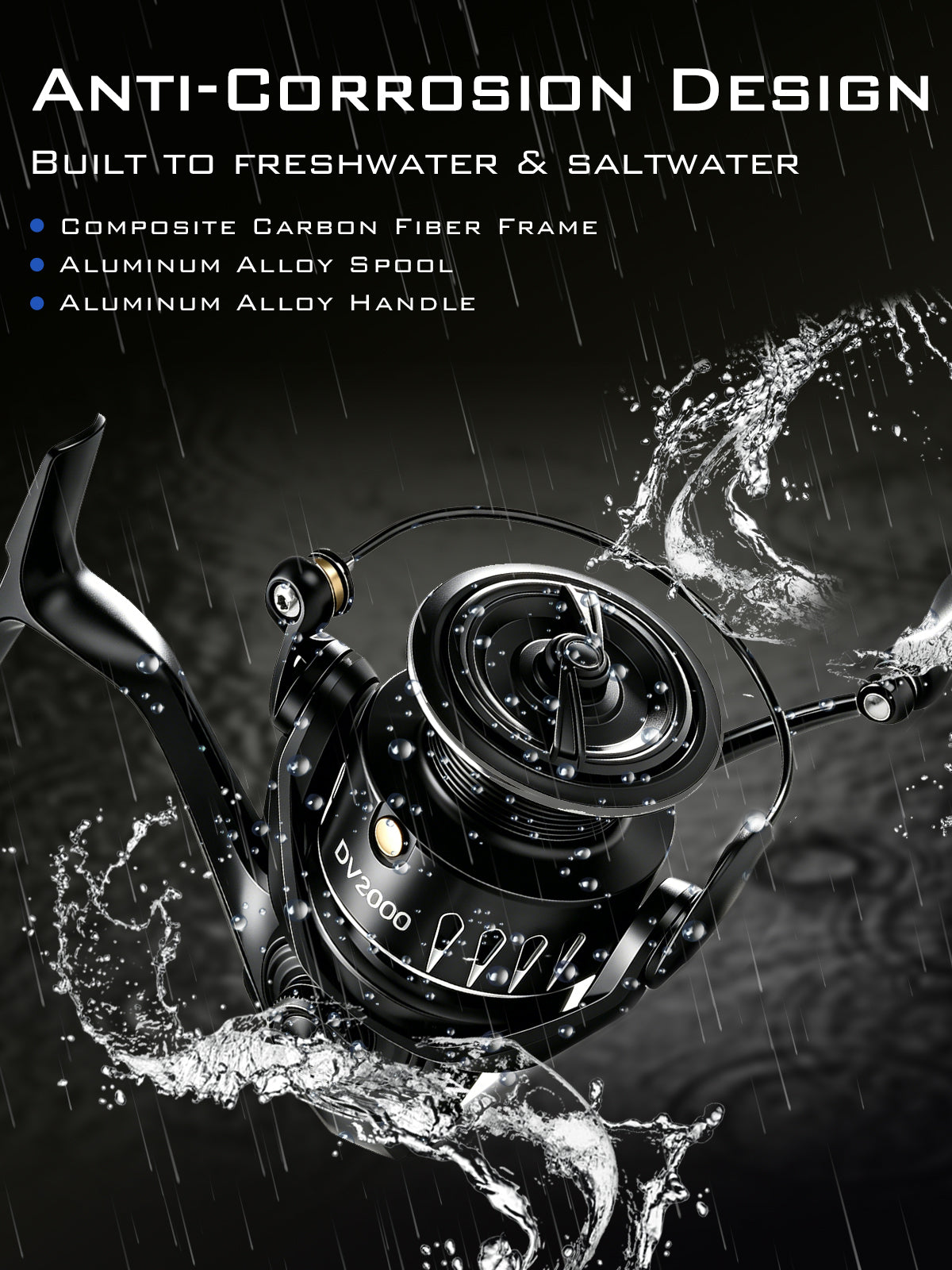 Jenseits Lightweight Spinning Fishing Reel, Sealed Carbon Fiber Up To 20 LB Max Drag, 5+1BB for Saltwater&Freshwater, 5.2:1 Gear Ratio,CNC Aluminum Spool,1000 Perfect for Ice Fishing, 1000-5000 Series