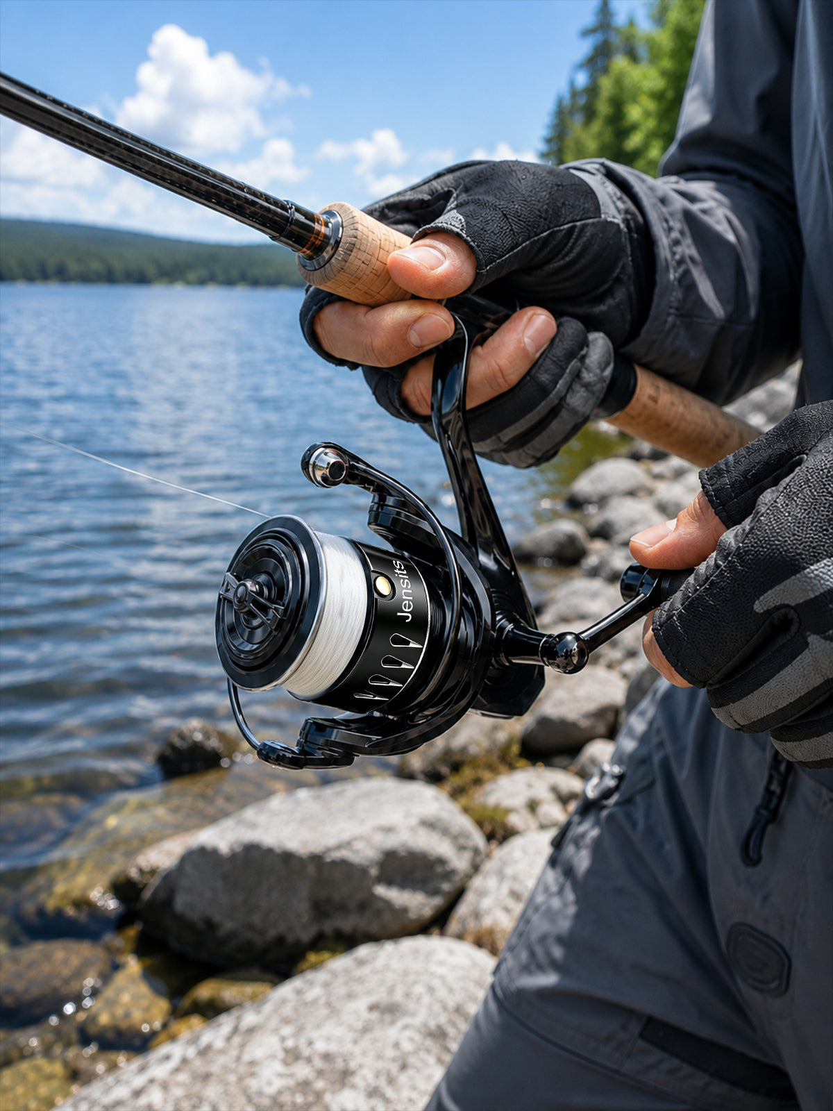 Jenseits Lightweight Spinning Fishing Reel, Sealed Carbon Fiber Up To 20 LB Max Drag, 5+1BB for Saltwater&Freshwater, 5.2:1 Gear Ratio,CNC Aluminum Spool,1000 Perfect for Ice Fishing, 1000-5000 Series