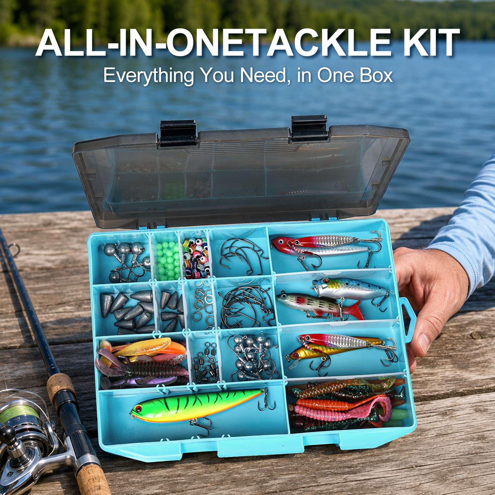 Jenseits Fishing Lure & Tackle Kit – 183/255/422-Piece Sets, Empty Tackle Box Options