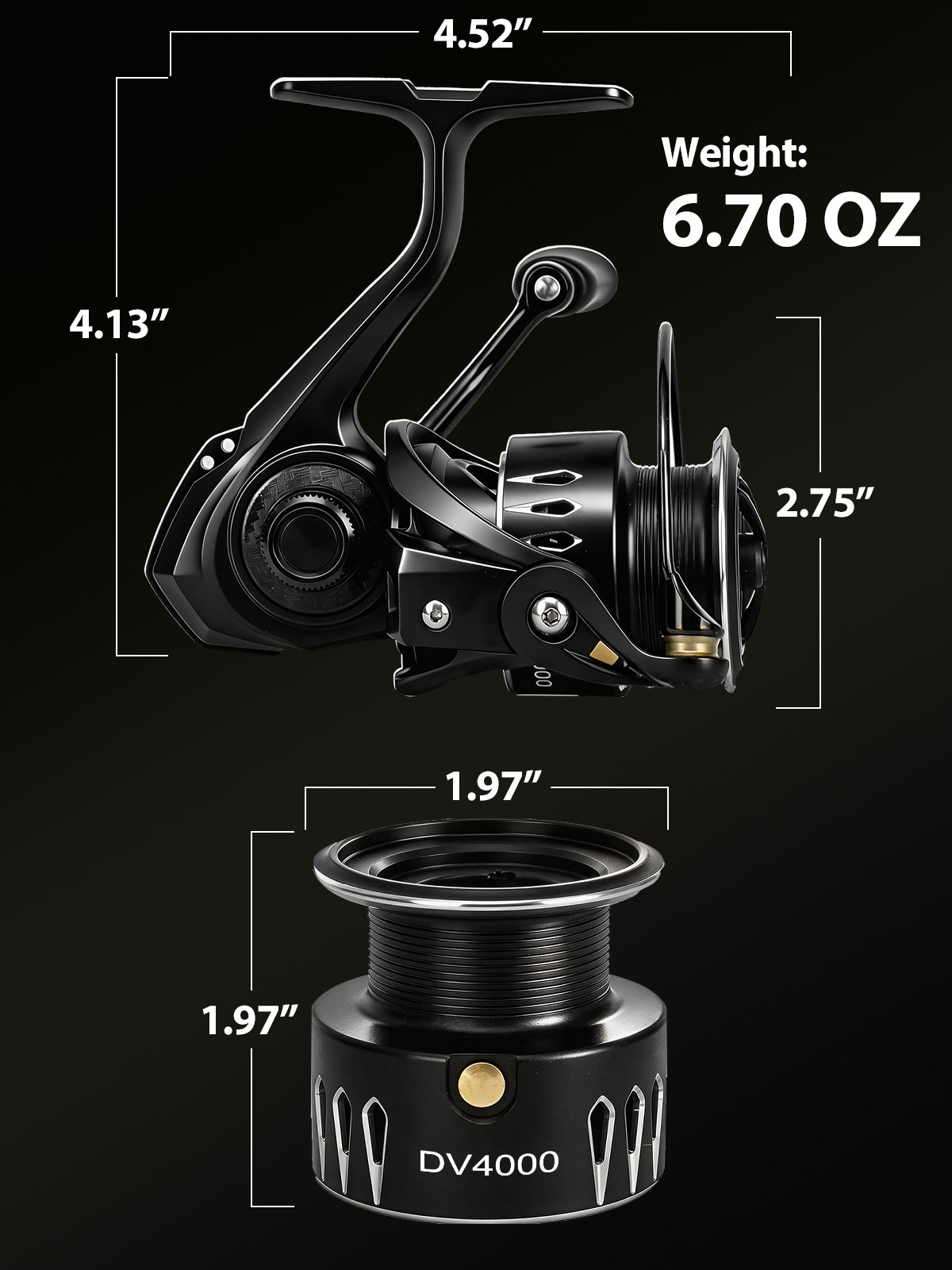 Jenseits Lightweight Spinning Fishing Reel, Sealed Carbon Fiber Up To 20 LB Max Drag, 5+1BB for Saltwater&Freshwater, 5.2:1 Gear Ratio,CNC Aluminum Spool,1000 Perfect for Ice Fishing, 1000-5000 Series
