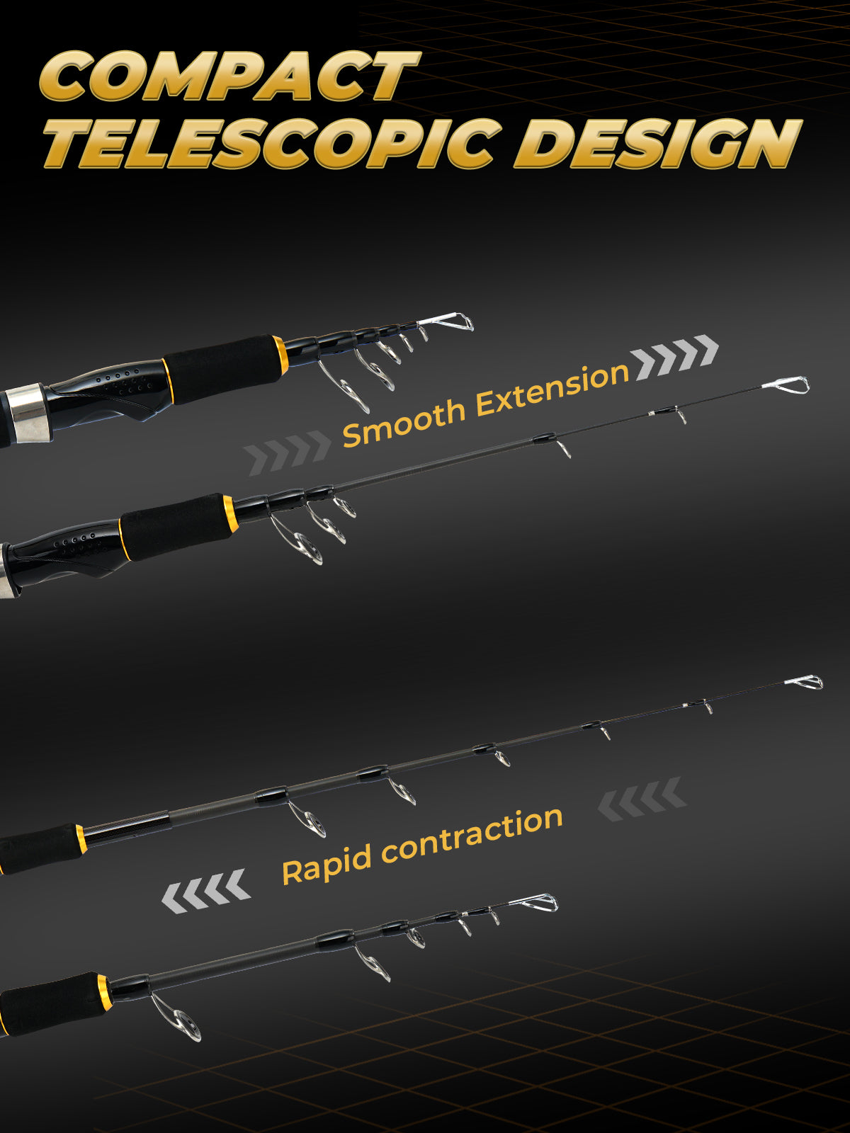 Jenseits Travel Fishing Rod, Telescopic Portable 24T Carbon Fiber Rod, Stainless Steel Guides w/Ceramic Inserts, Fast Action, Medium to Heavy, Freshwater Saltwater,Spinning & Casting
