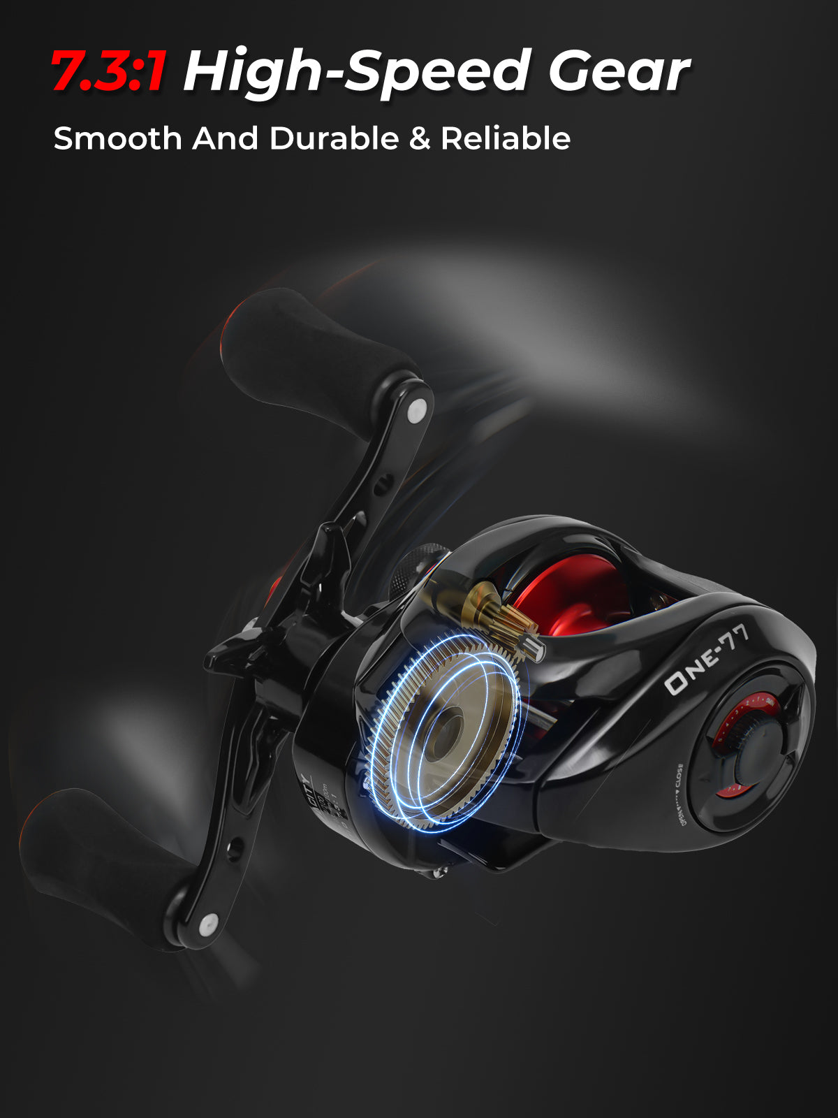 Jenseits Baitcaster Fishing Reel - 7.3:1 High-Speed, 7+1 Bearings Baitcasting Reel, 17.6LB Carbon Fiber Drag, 7.4OZ Lightweight with 8 Magnet Braking System (Right-Hand)