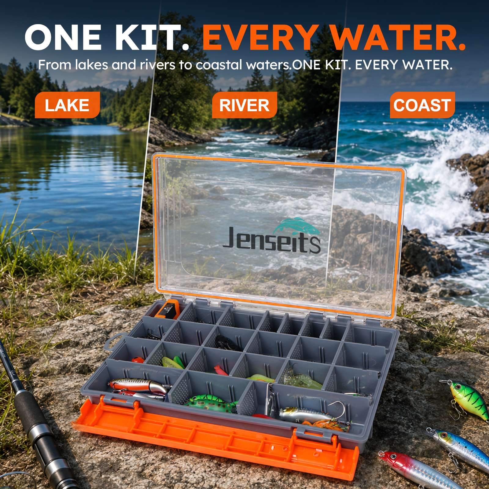 Jenseits Fishing Lure & Tackle Kit – 183/255/422-Piece Sets, Empty Tackle Box Options
