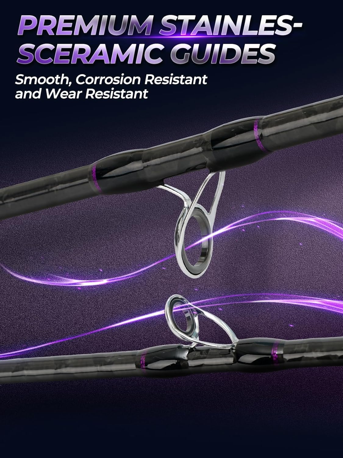 Jenseits Purple Carbon Fiber Fishing Rod Series 7 Ft, Spinning & Casting Rods with Stainless Steel Ceramic Guides, Fast Action Fishing Pole for Bass, Trout, Walleye & Surf Fishing