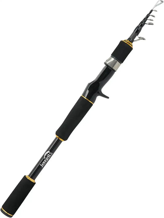 Jenseits Telescopic Fishing Rod with Extended 10-Inch Long Handle Grip - 7ft 24T Carbon Fiber Portable Travel Pole, Medium Power Ultra Compact 17.3inch Closed for Freshwater Saltwater Gear