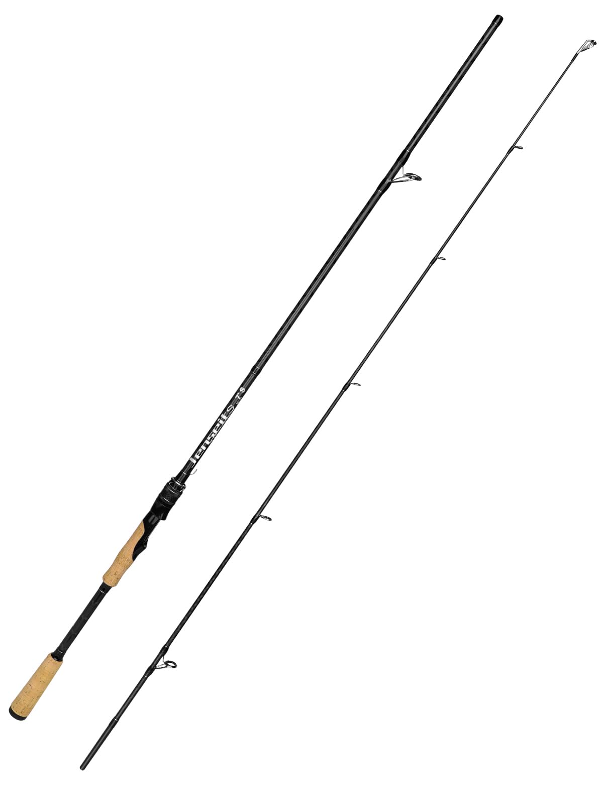 Jenseits Spining Fishing Rods – 2 Piece Carbon Fiber Rod, Medium Heavy Power Extra Fast Action, Premium Cork & EVA Handle, Fuji/Ceramic Guides – Precision Rod for Bass & Lure Fishing