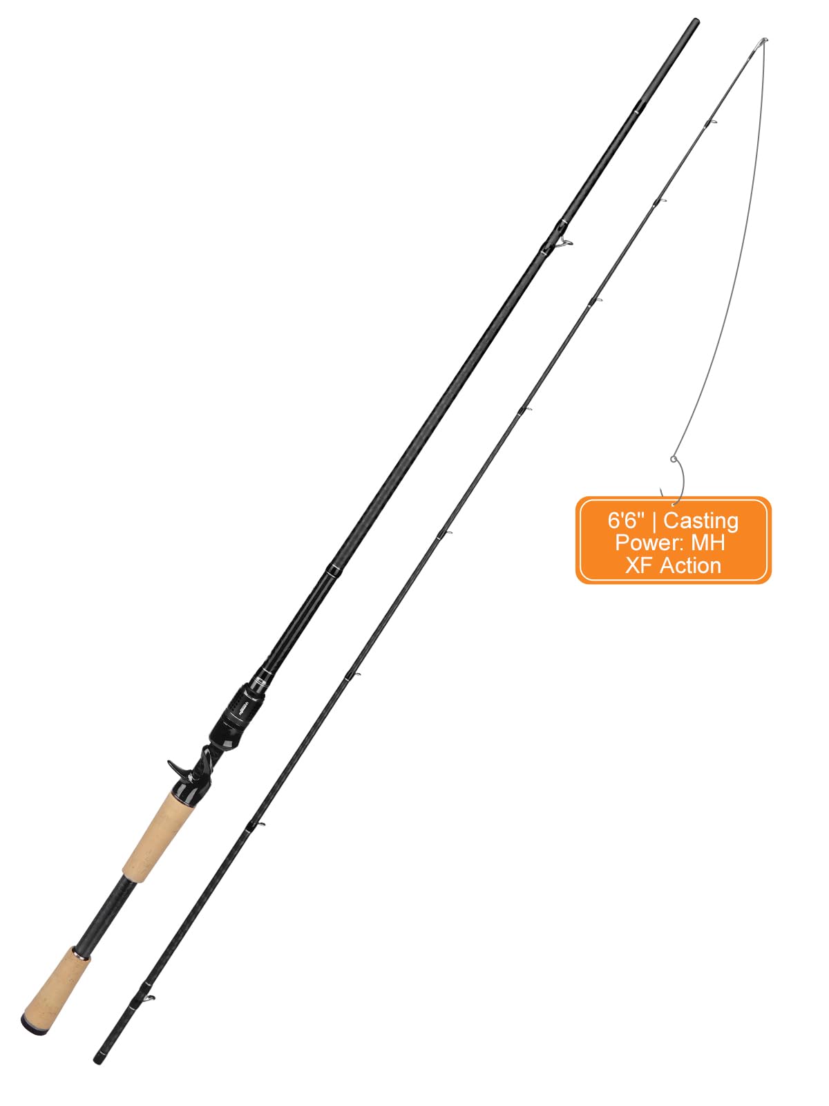 Jenseits Spining Fishing Rods – 2 Piece Carbon Fiber Rod, Medium Heavy Power Extra Fast Action, Premium Cork & EVA Handle, Fuji/Ceramic Guides – Precision Rod for Bass & Lure Fishing