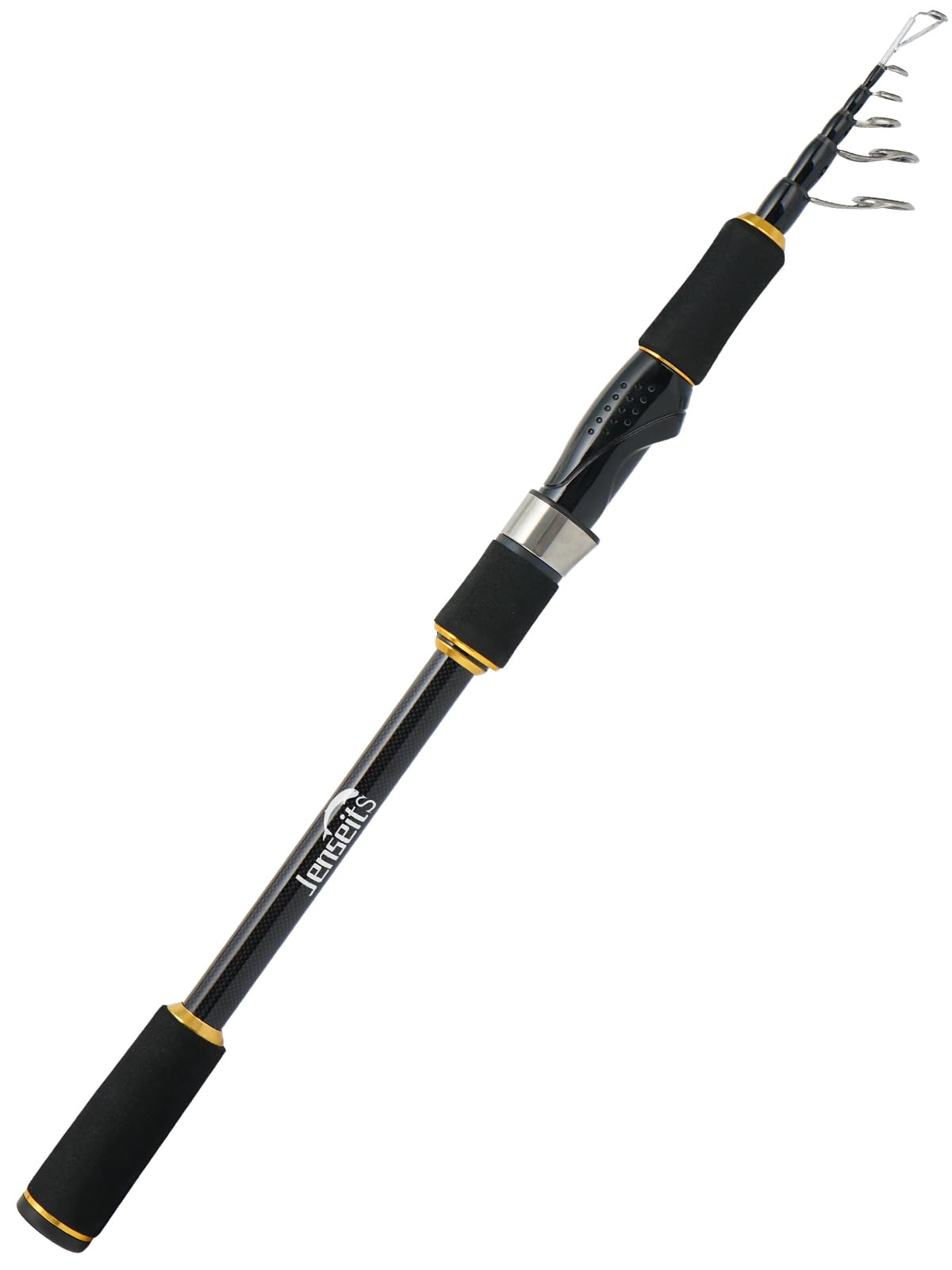Jenseits Fishing Rods, Carbon Fiber Spinning & Casting Poles, Saltwater Resistant Stainless Steel Guides, Portable 2-Piece/4-Piece/Telescopic Travel Design, Cork/EVA Grip for Bass Trout Inshore