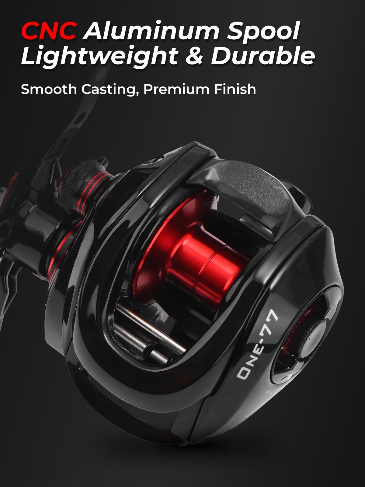 Jenseits Baitcaster Fishing Reel - 7.3:1 High-Speed, 7+1 Bearings Baitcasting Reel, 17.6LB Carbon Fiber Drag, 7.4OZ Lightweight with 8 Magnet Braking System (Right-Hand)