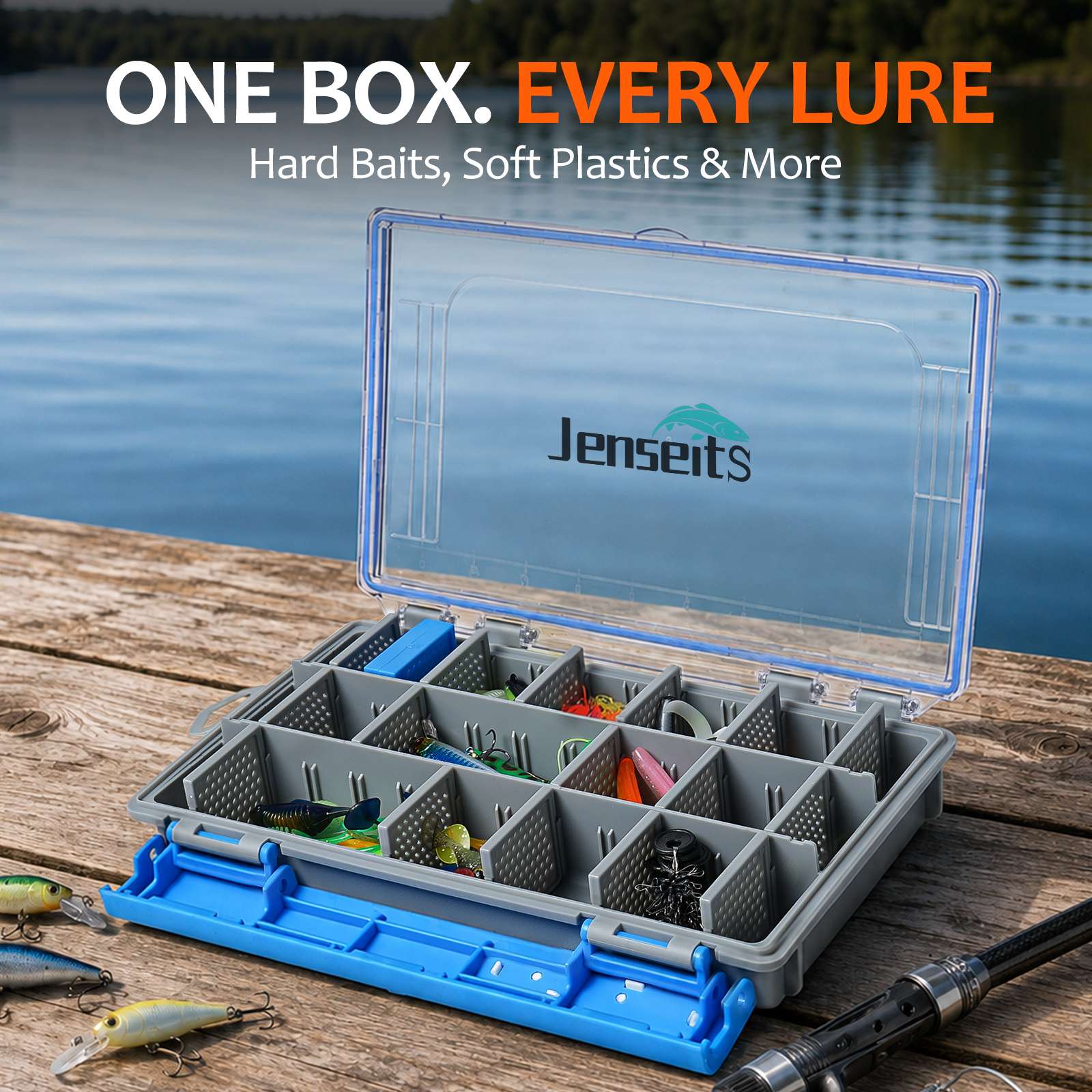 Jenseits Fishing Lure & Tackle Kit – 183/255/422-Piece Sets, Empty Tackle Box Options