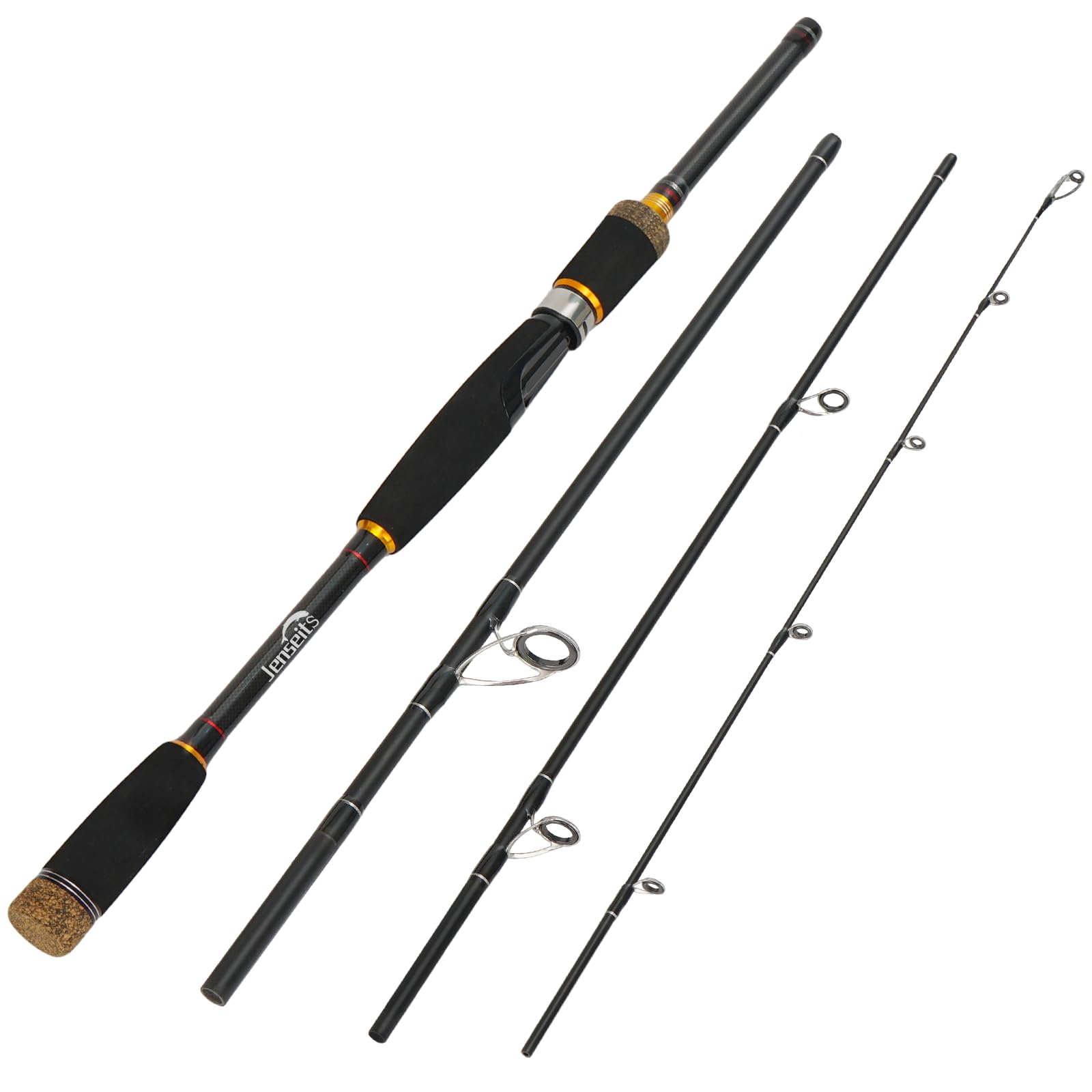 Jenseits Fishing Rods, Carbon Fiber Spinning & Casting Poles, Saltwater Resistant Stainless Steel Guides, Portable 2-Piece/4-Piece/Telescopic Travel Design, Cork/EVA Grip for Bass Trout Inshore