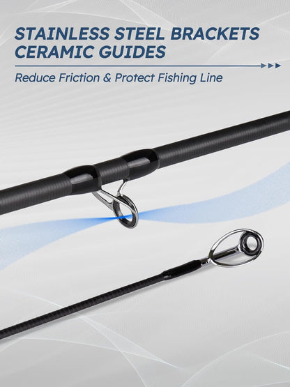 Jenseits Fishing Rods, Carbon Fiber Spinning & Casting Poles, Saltwater Resistant Stainless Steel Guides, Portable 2-Piece/4-Piece/Telescopic Travel Design, Cork/EVA Grip for Bass Trout Inshore