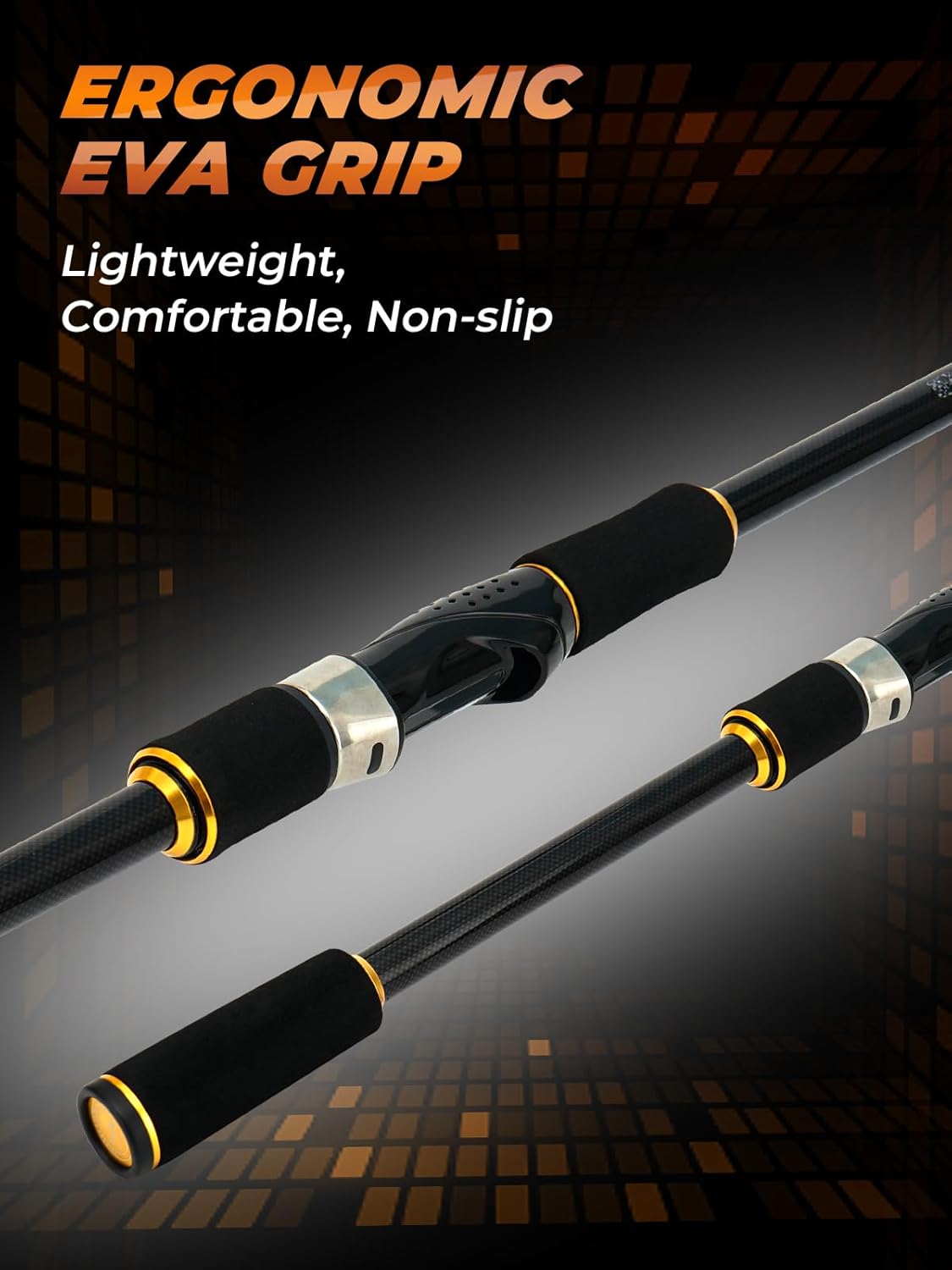 Jenseits Telescopic Fishing Rod with Extended 10-Inch Long Handle Grip - 7ft 24T Carbon Fiber Portable Travel Pole, Medium Power Ultra Compact 17.3inch Closed for Freshwater Saltwater Gear