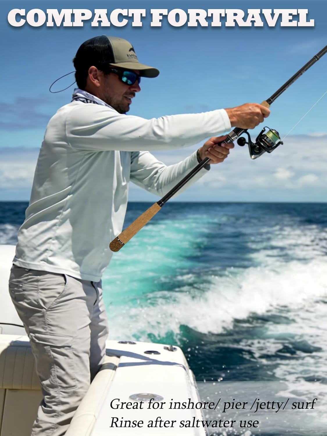 Jenseits Fishing Rods, Carbon Fiber Spinning & Casting Poles, Saltwater Resistant Guides, 7'/8'/9'/10'/12'-Portable 2/3/4/-Piece & Telescopic Designs, Cork/EVA Grip for Bass Trout Inshore & Surf