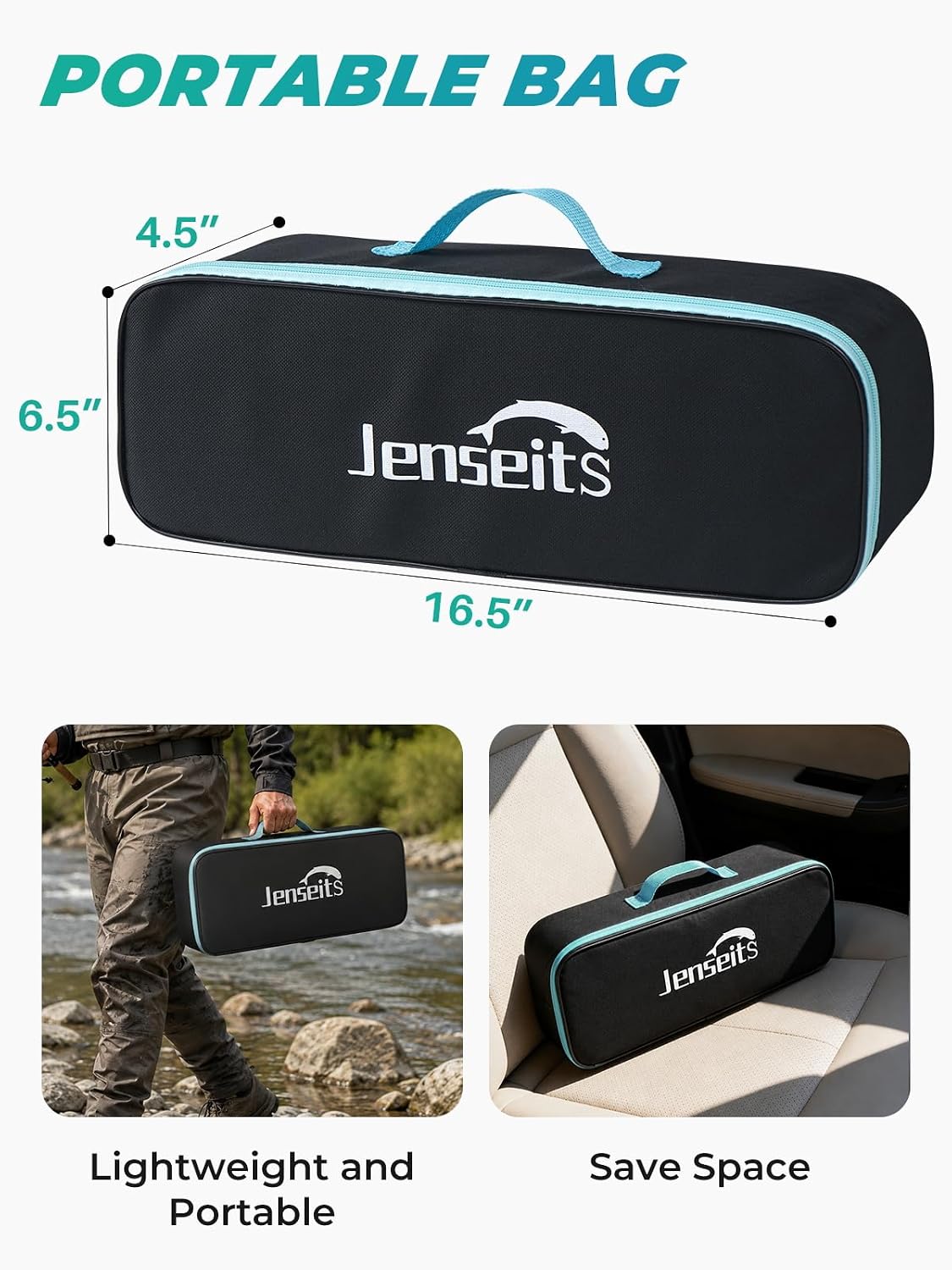 7’0” Telescopic Spinning Rod and Reel Combo with Lures, Line & Carrier Bag | Jenseits
