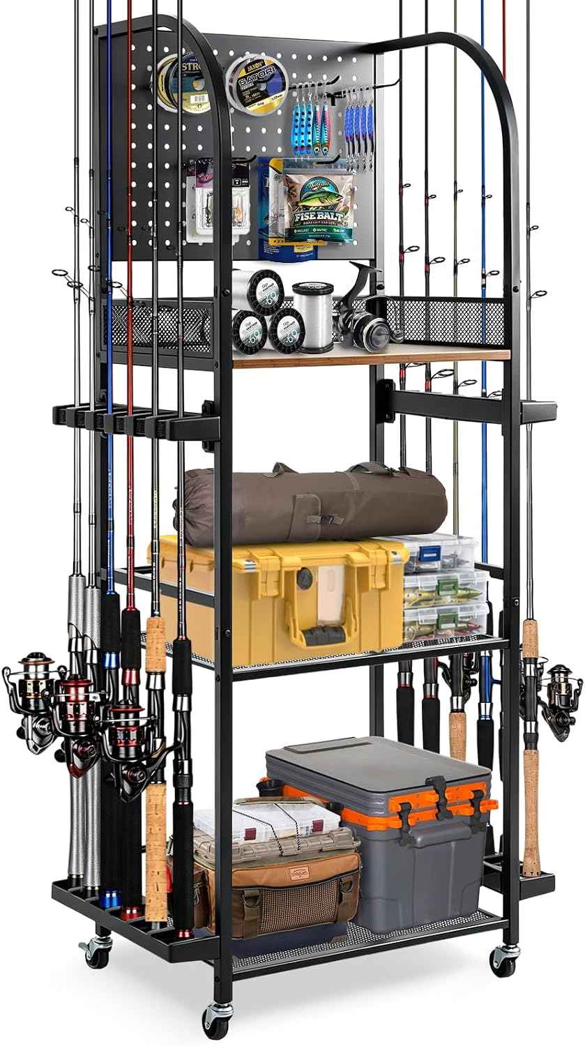 Fishing Rod Holders for Garage, Fishing Rod Rack Holds Up to 12 Rods | Jenseits