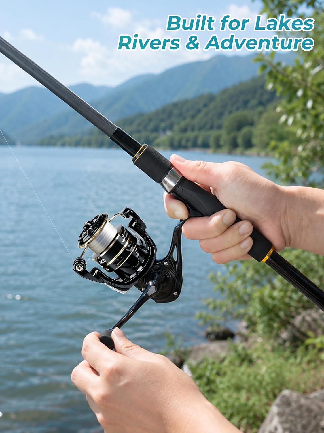 7’0” Telescopic Spinning Rod and Reel Combo with Lures, Line & Carrier Bag | Jenseits