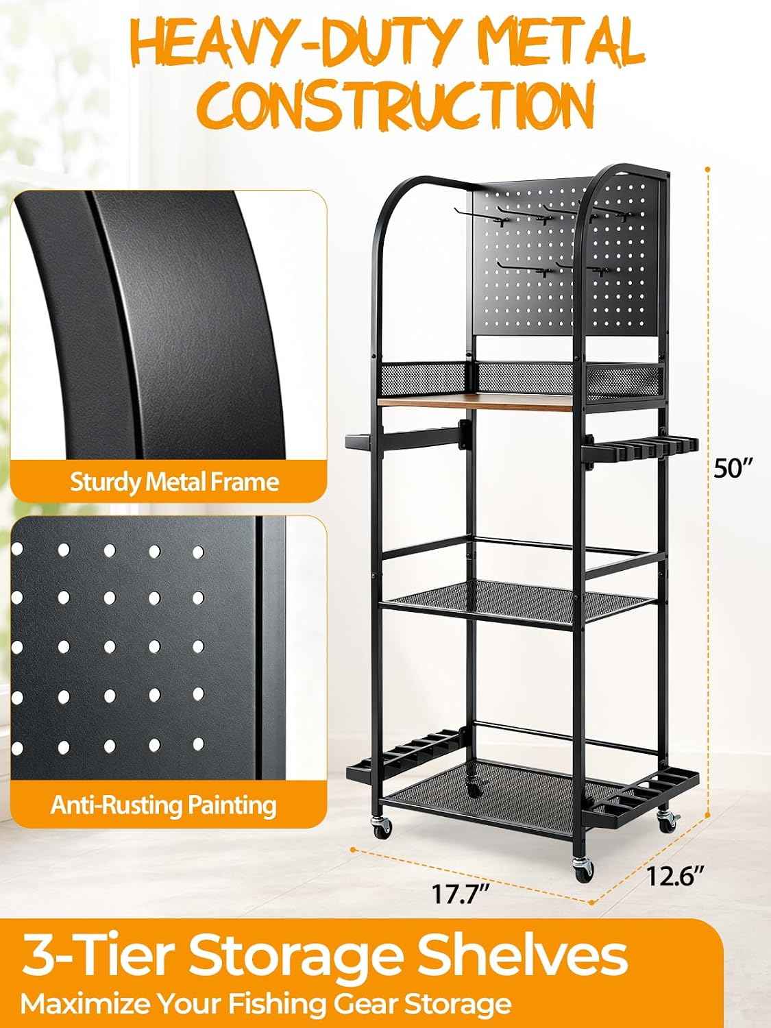 Fishing Rod Holders for Garage, Fishing Rod Rack Holds Up to 12 Rods | Jenseits