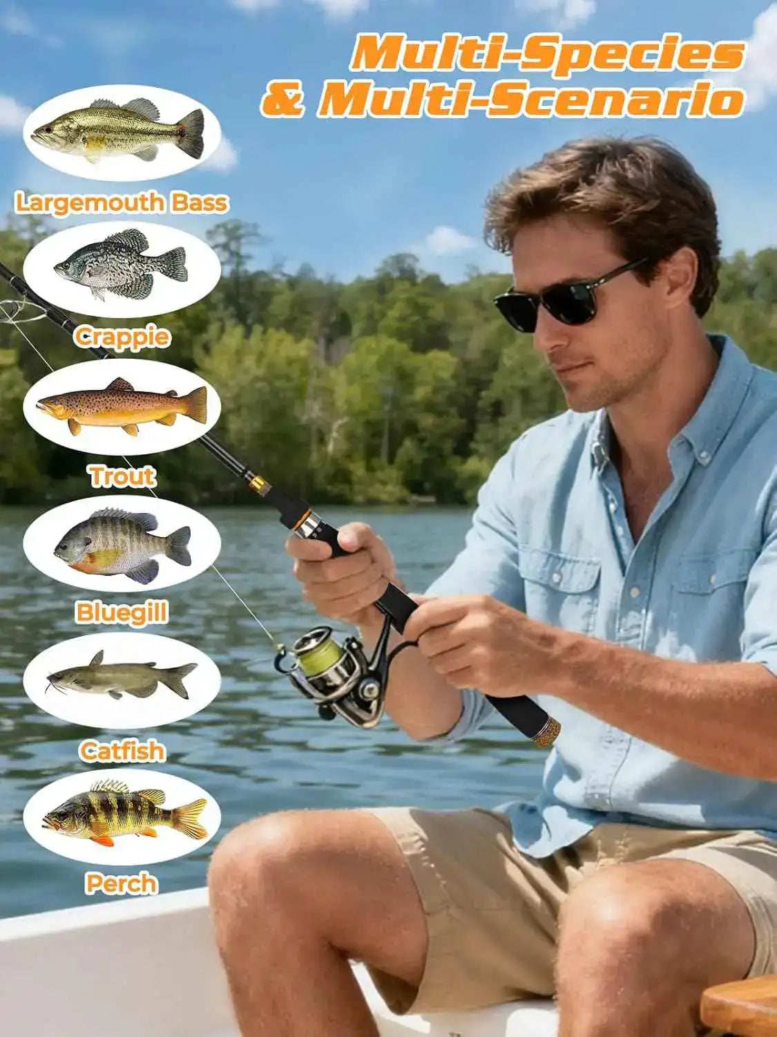 6'0" Travel Spinning Rod - 4-Piece Medium Power Carbon Fiber Design with 7 Ceramic Guides and EVA Handle | Jenseits