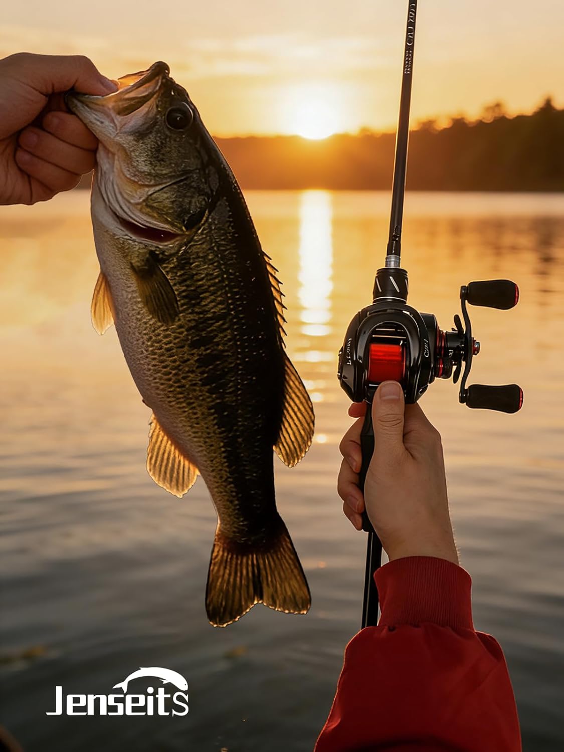 Jenseits Baitcaster Fishing Reel - 7.3:1 High-Speed, 7+1 Bearings Baitcasting Reel, 17.6LB Carbon Fiber Drag, 7.4OZ Lightweight with 8 Magnet Braking System (Right-Hand)