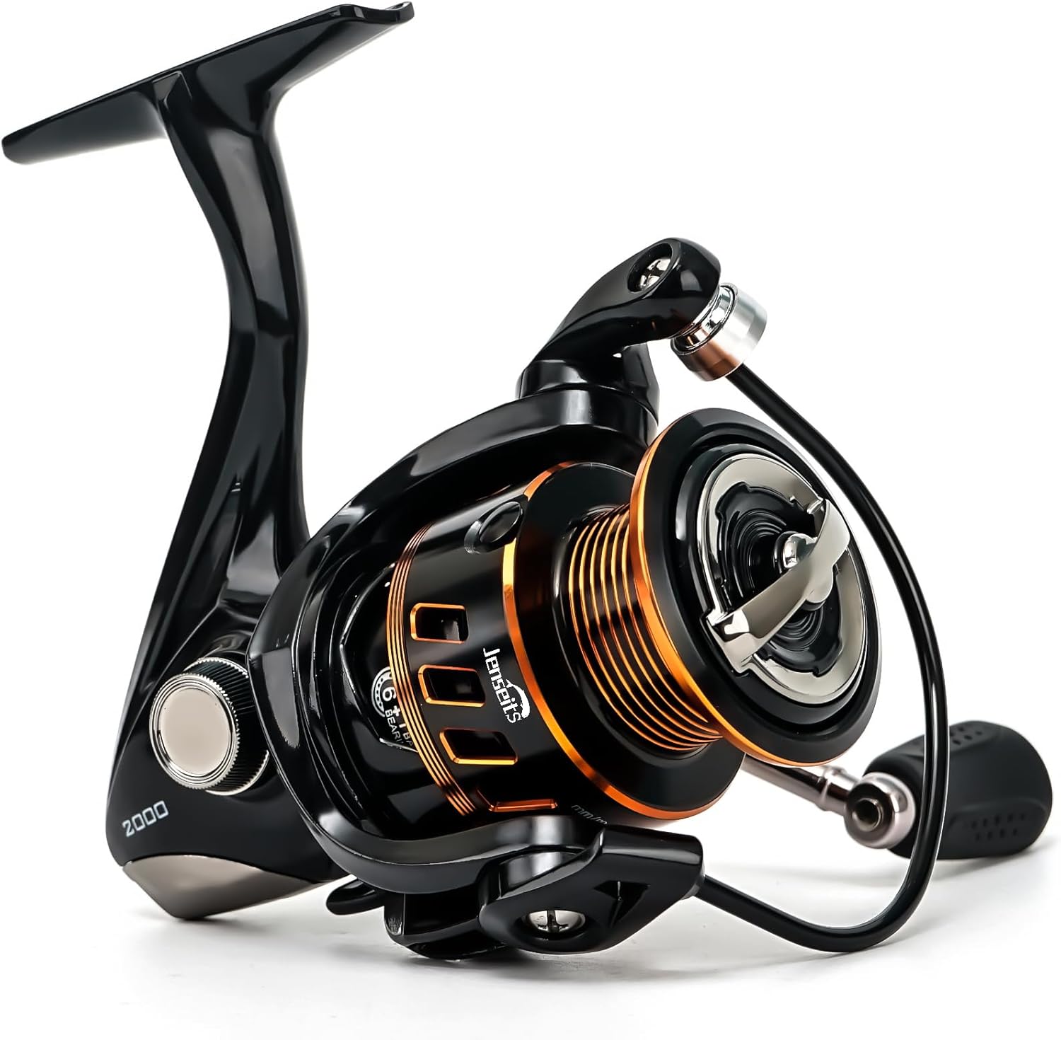 Jenseits Lightweight Spinning Fishing Reel, Sealed Carbon Fiber Up To 20 LB Max Drag, 5+1BB for Saltwater&Freshwater, 5.2:1 Gear Ratio,CNC Aluminum Spool,1000 Perfect for Ice Fishing, XJ2000 1000Series