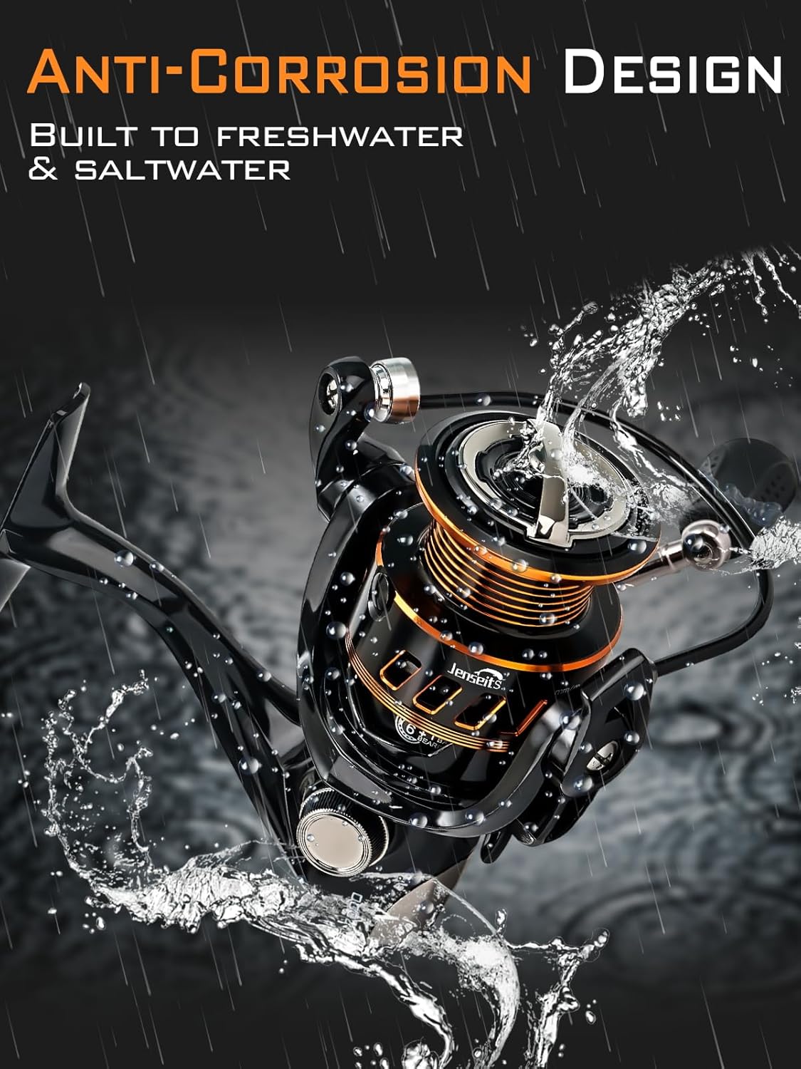 Jenseits Lightweight Spinning Fishing Reel, Sealed Carbon Fiber Up To 20 LB Max Drag, 5+1BB for Saltwater&Freshwater, 5.2:1 Gear Ratio,CNC Aluminum Spool,1000 Perfect for Ice Fishing, XJ2000 1000Series