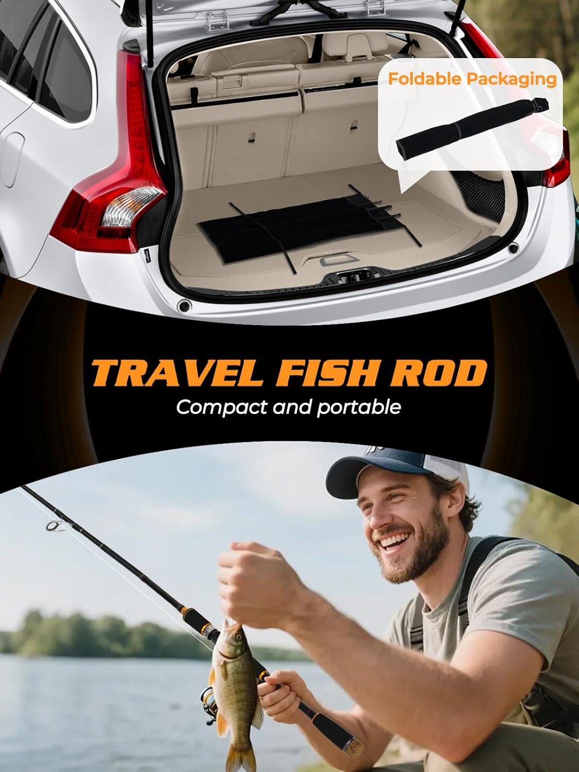 Jenseits 4-Piece Travel Spinning Fishing Rod, M Power – Built for Smooth Casts & Fierce Fights, Carbon Fiber Blank, Stainless Steel Ceramic Guides, Adventure-Ready Rod for Bass & Trout-6'0"