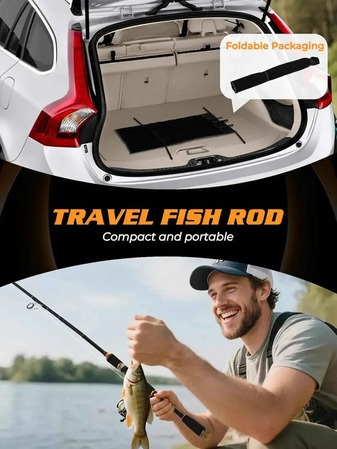 6'0" Travel Spinning Rod - 4-Piece Medium Power Carbon Fiber Design with 7 Ceramic Guides and EVA Handle | Jenseits