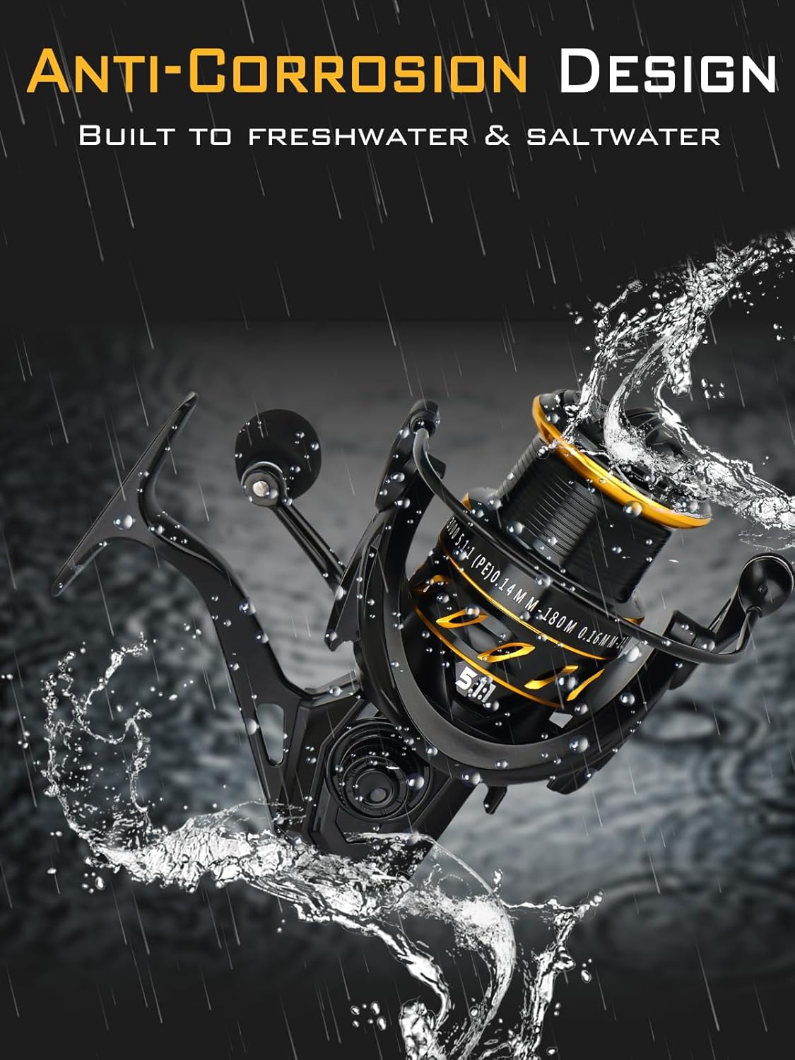 Jenseits Spinning Reels, 5+1 Shielded BB, Carbon Fiber 22LBs Max Drag,Saltwater Freshwater Spinning Fishing Reel, Aluminum & CNC Spool, Sizes 2000/3000/4000 SFS, Ultralight to Heavy-Duty, Black