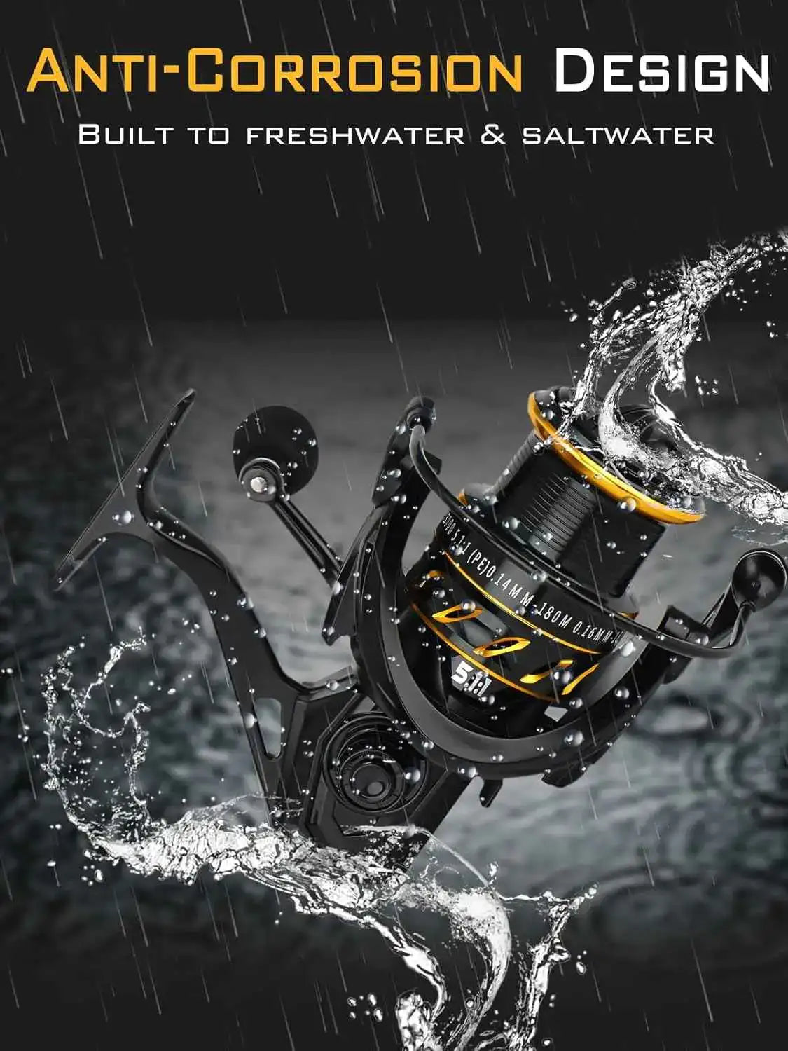 LK2000 Spinning Reel - 5.1:1 Gear Ratio, 5+1 Bearings, 18lb Max Drag, 8.9oz, Ambidextrous | Jenseits