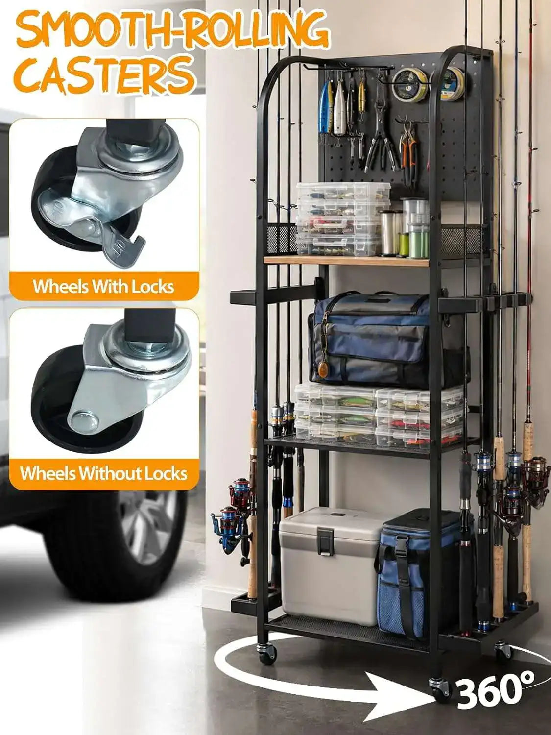 Fishing Rod Holders for Garage, Fishing Rod Rack Holds Up to 12 Rods | Jenseits