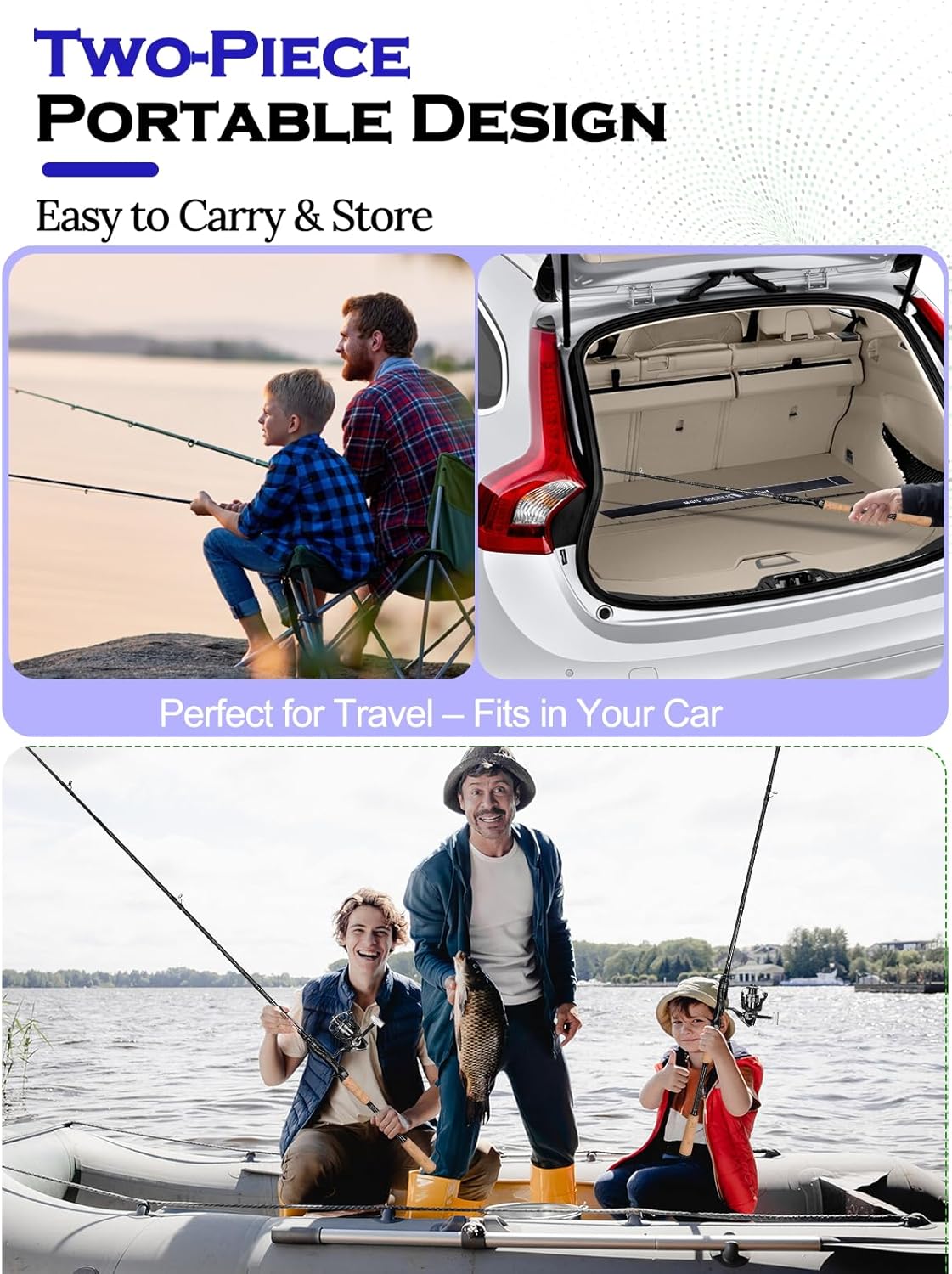 Jenseits Spining Fishing Rods – 2 Piece Carbon Fiber Rod, Medium Heavy Power Extra Fast Action, Premium Cork & EVA Handle, Fuji/Ceramic Guides – Precision Rod for Bass & Lure Fishing