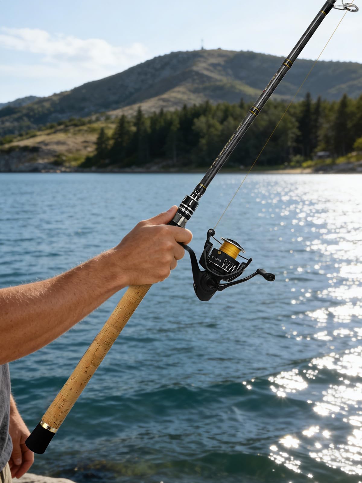 Jenseits Carbon Fiber 2-Piece Fishing Rod Series 8 Ft, Spinning & Casting Rods with Stainless Steel Ceramic Guides, Fast Action Fishing Pole for Bass, Trout, Walleye & Surf Fishing