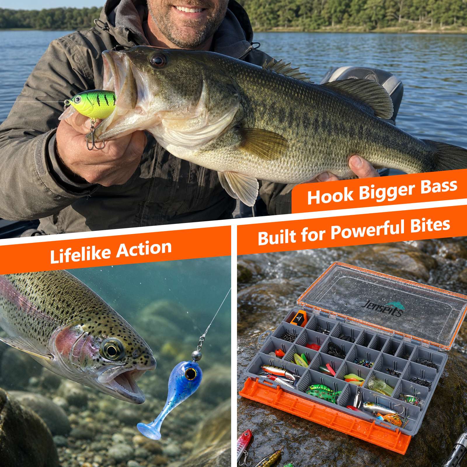 Jenseits Fishing Lure & Tackle Kit – 183/255/422-Piece Sets, Empty Tackle Box Options